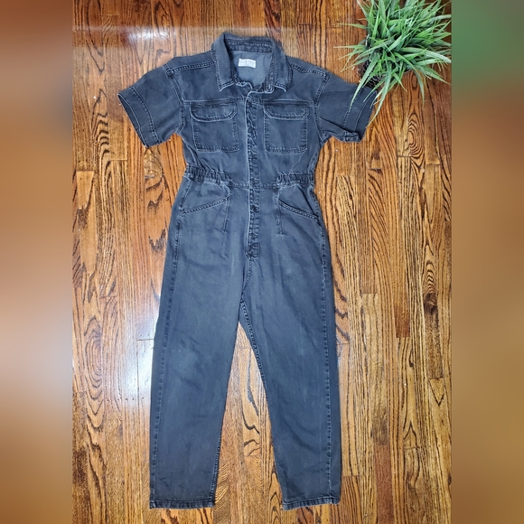 Free People We The Free Marci Wimen's Coverall Jumpsuit Black Denim Size L - Picture 4 of 14